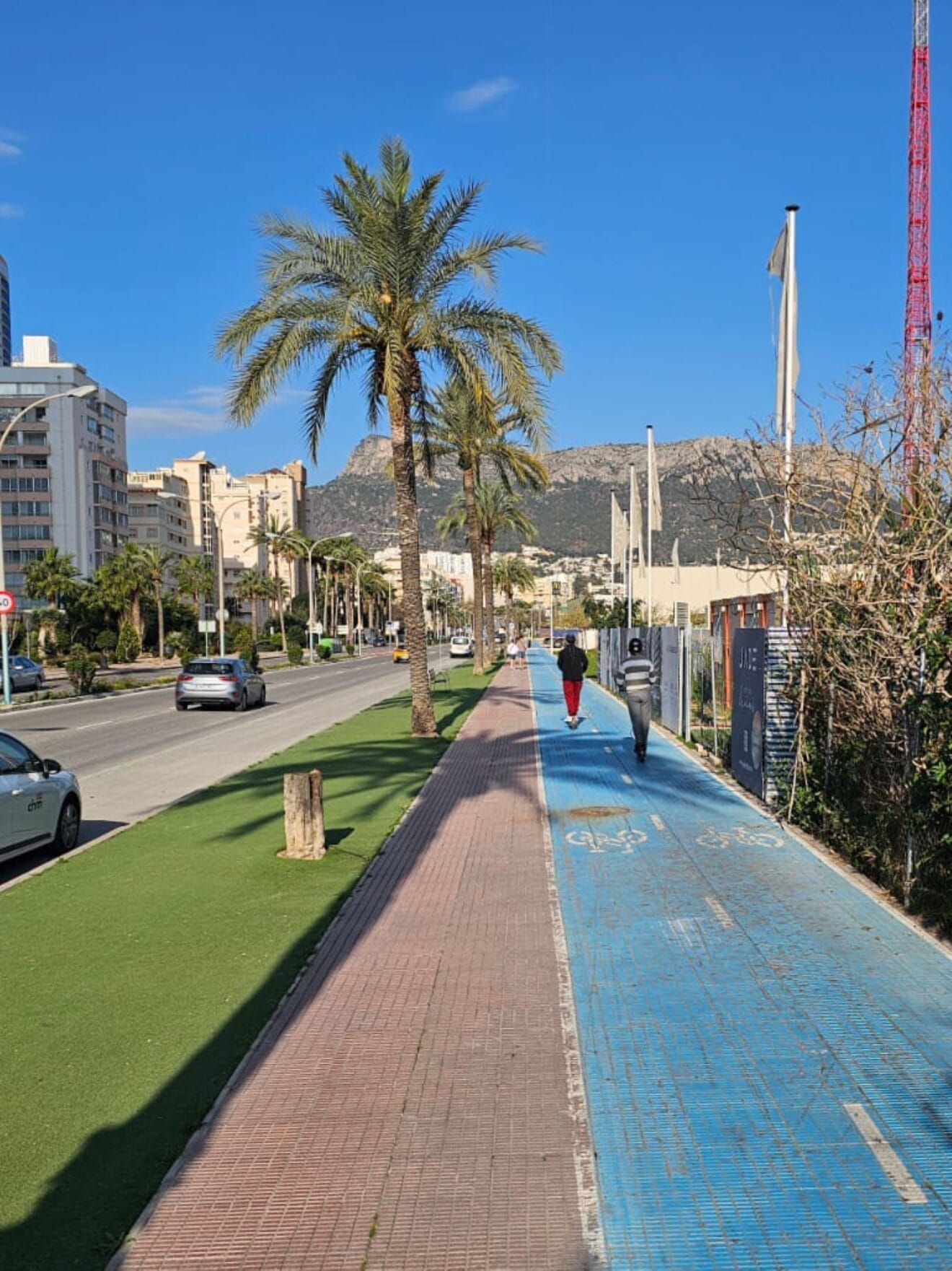 El carril bici que se modificará situado en la Av. Ejércitos Españooles en Calp