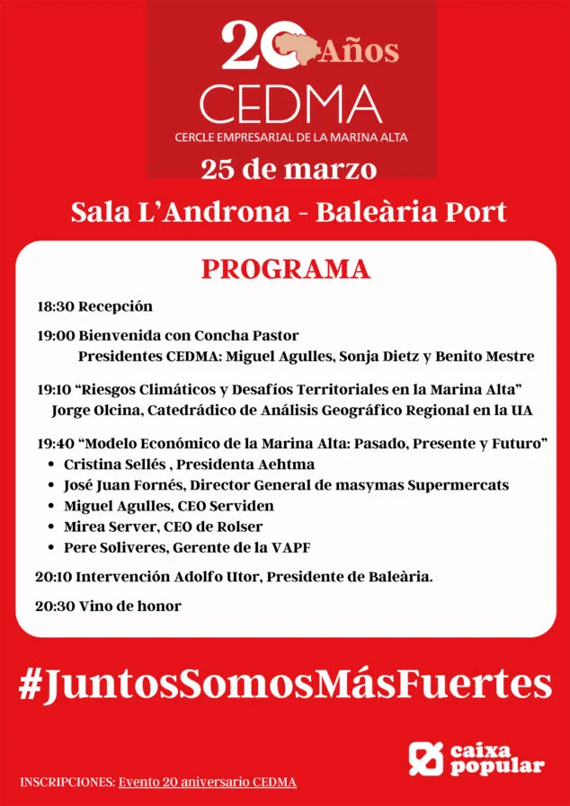 El Cercle Empresarial de la Marina Alta celebra su 20 aniversario 1 Imagen: El Cercle Empresarial de la Marina Alta celebra su 20 aniversario en Dénia
