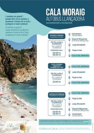 Itinerario del autobús a la cala del Moraig desde 2025