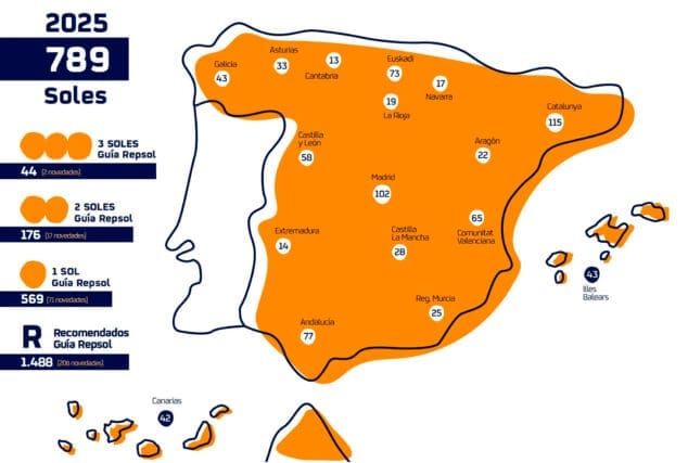 Imagen: Mapa de Soles y Recomendados Guía Repsol 2025