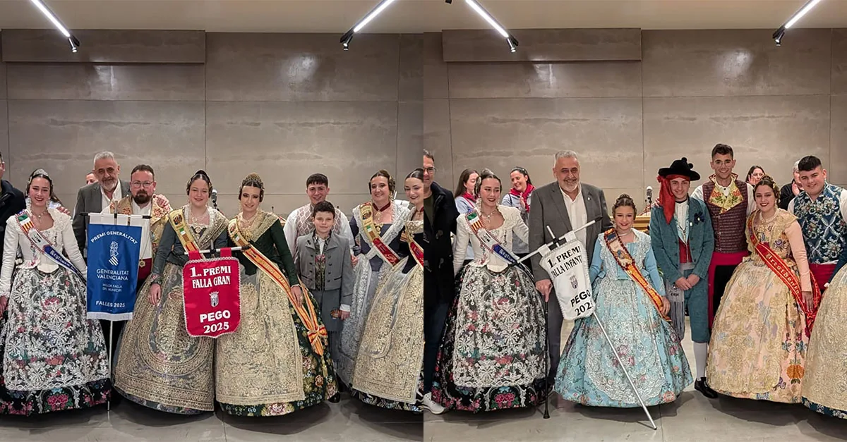 representantes de la falla la font y convent de pego en la entrega de premios 2025