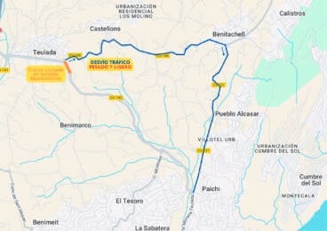Ruta alternativa a la obras por la CV-740 entre Teulada y Benitatxell
