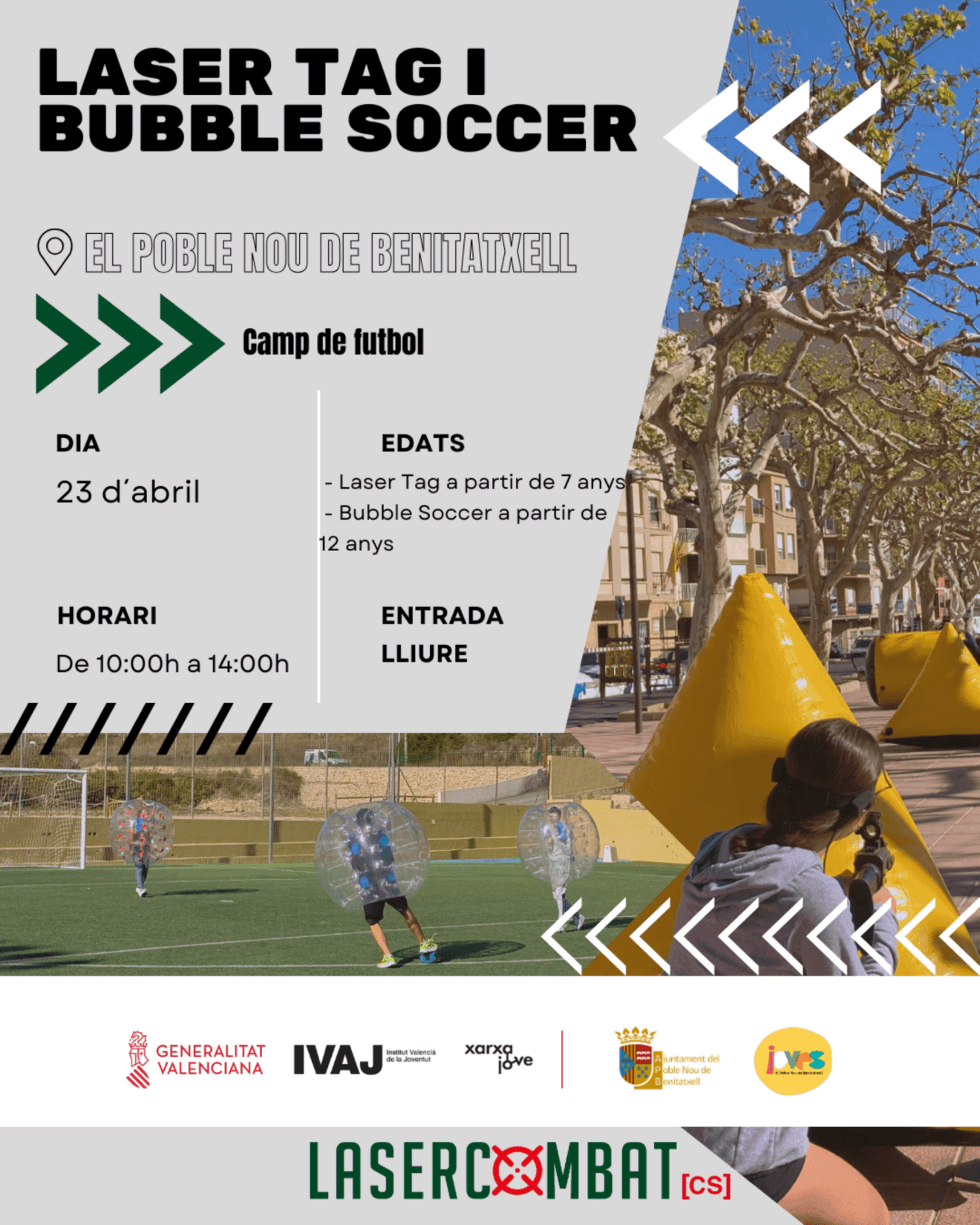 Atividade de futebol de laser tag e booble de Páscoa de Benitatxell