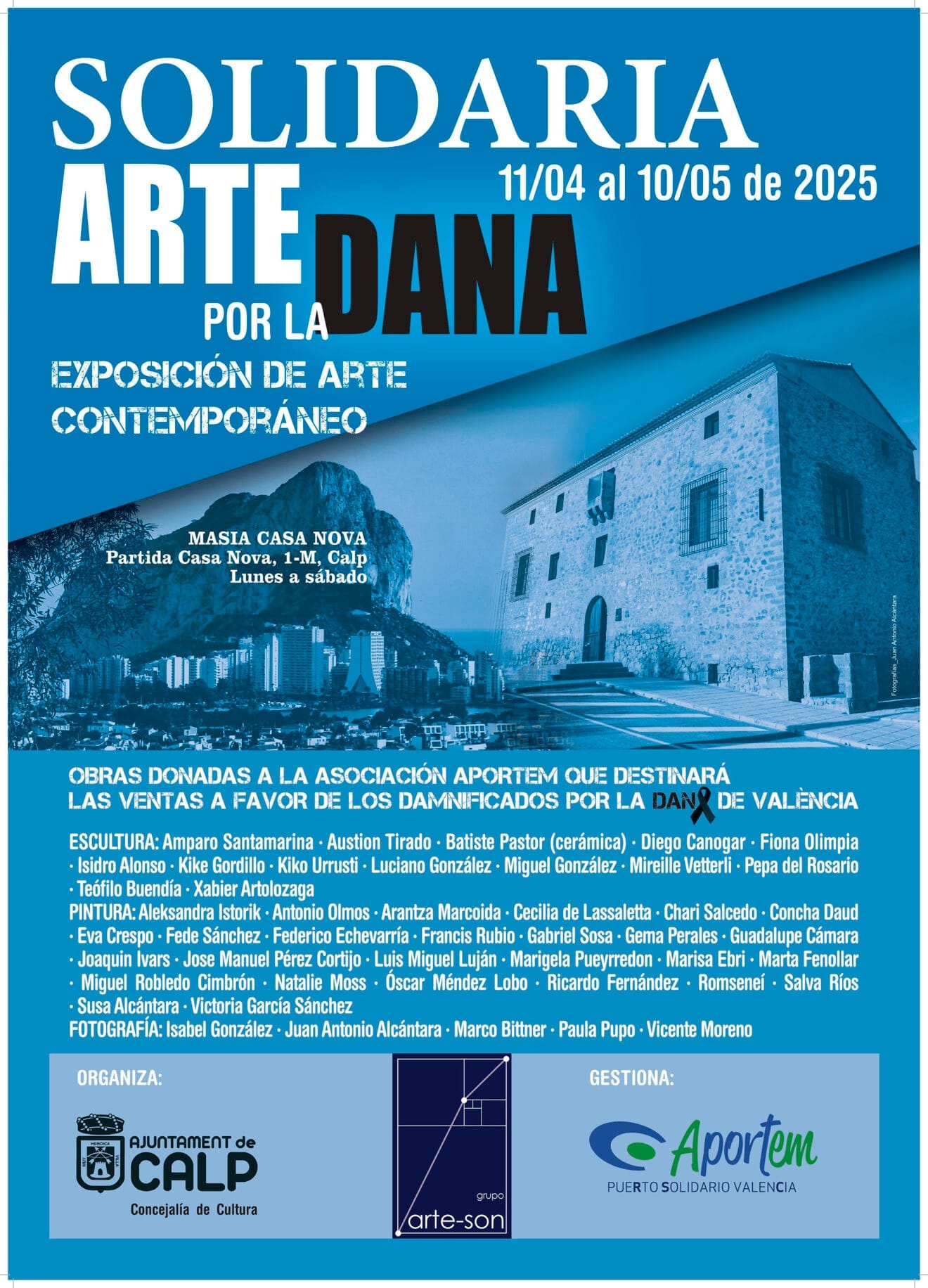 Cartel de 'Arte por la DANA' que acoge la Casa Nova de Calp