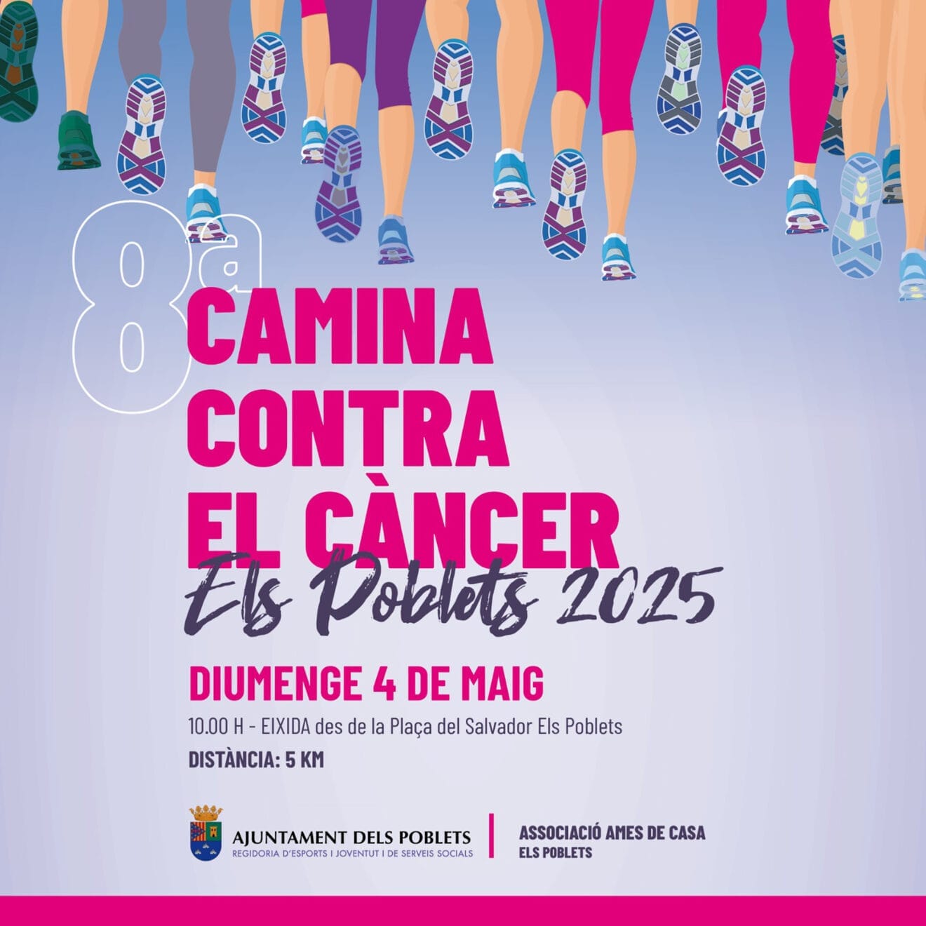 Cartel de la 8a Caminata contra el cáncer en Els Poblets 2025