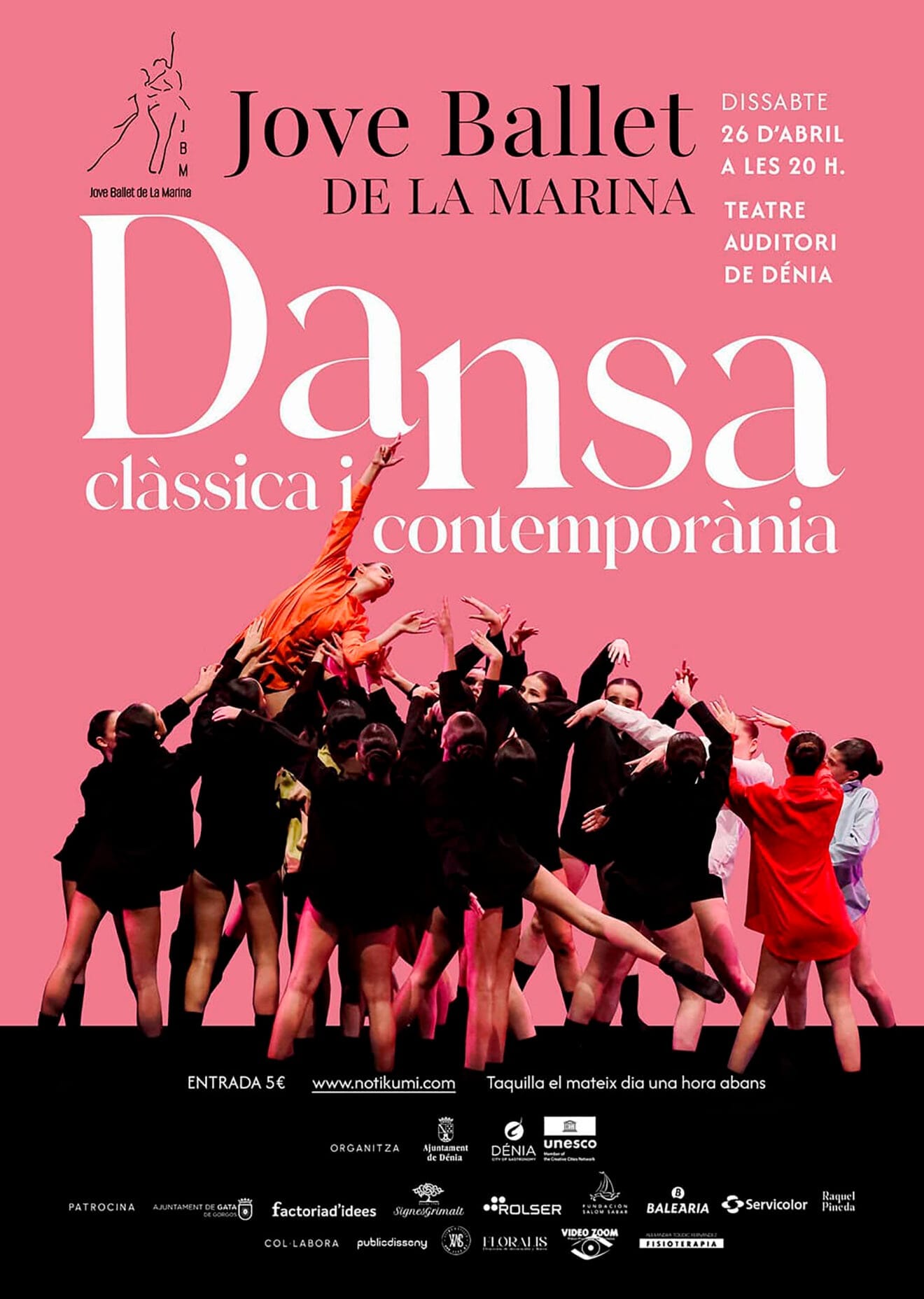 Cartel de la primera actuación del Jove Ballet de la Marina en su gira comarcal