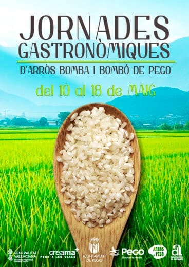 Cartel de las Jornades Gastronòmiques d’Arròs Bomba i Bombó de Pego 2025
