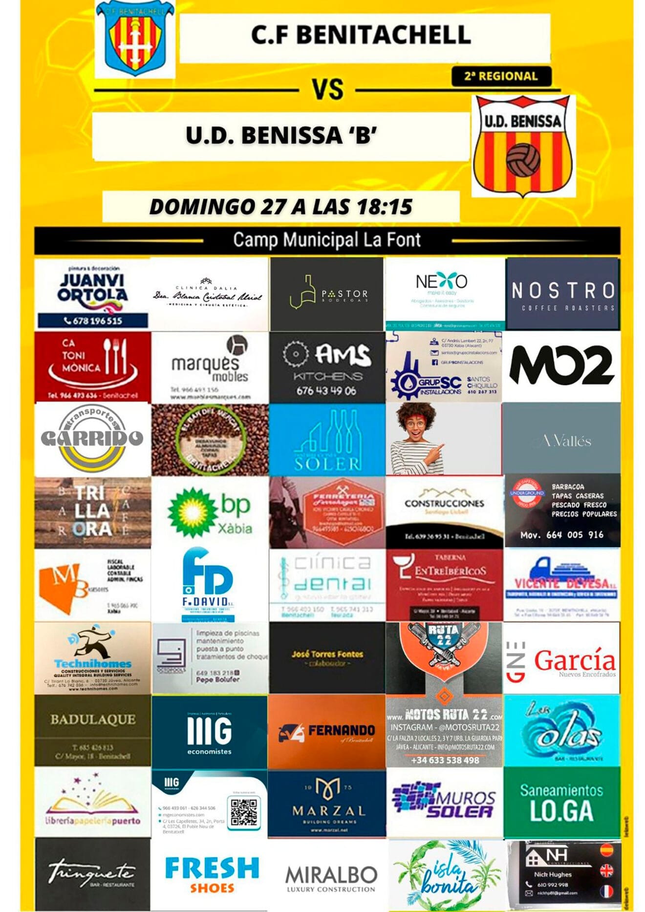 Cartel del próximo encuentro del CF Benitatxell contra Benissa