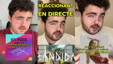 El periodista musical Joan Sánchez reaccionando a Sa Pena, Abril y Sandra Monfort