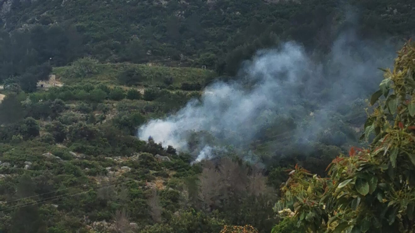 Imagen del incendio en la zona del Castell d'Ambra de Pego - Fotografía de Xaro Ortolà Briones