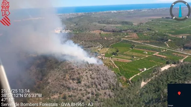 Imagen: Incendio en la umbría de Mostalla de Pego