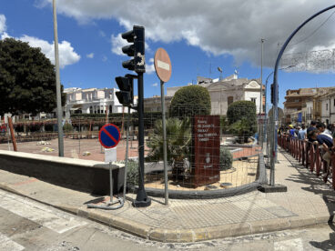 Recinto de la mascletada en las fiestas patronales de Benissa de 2025