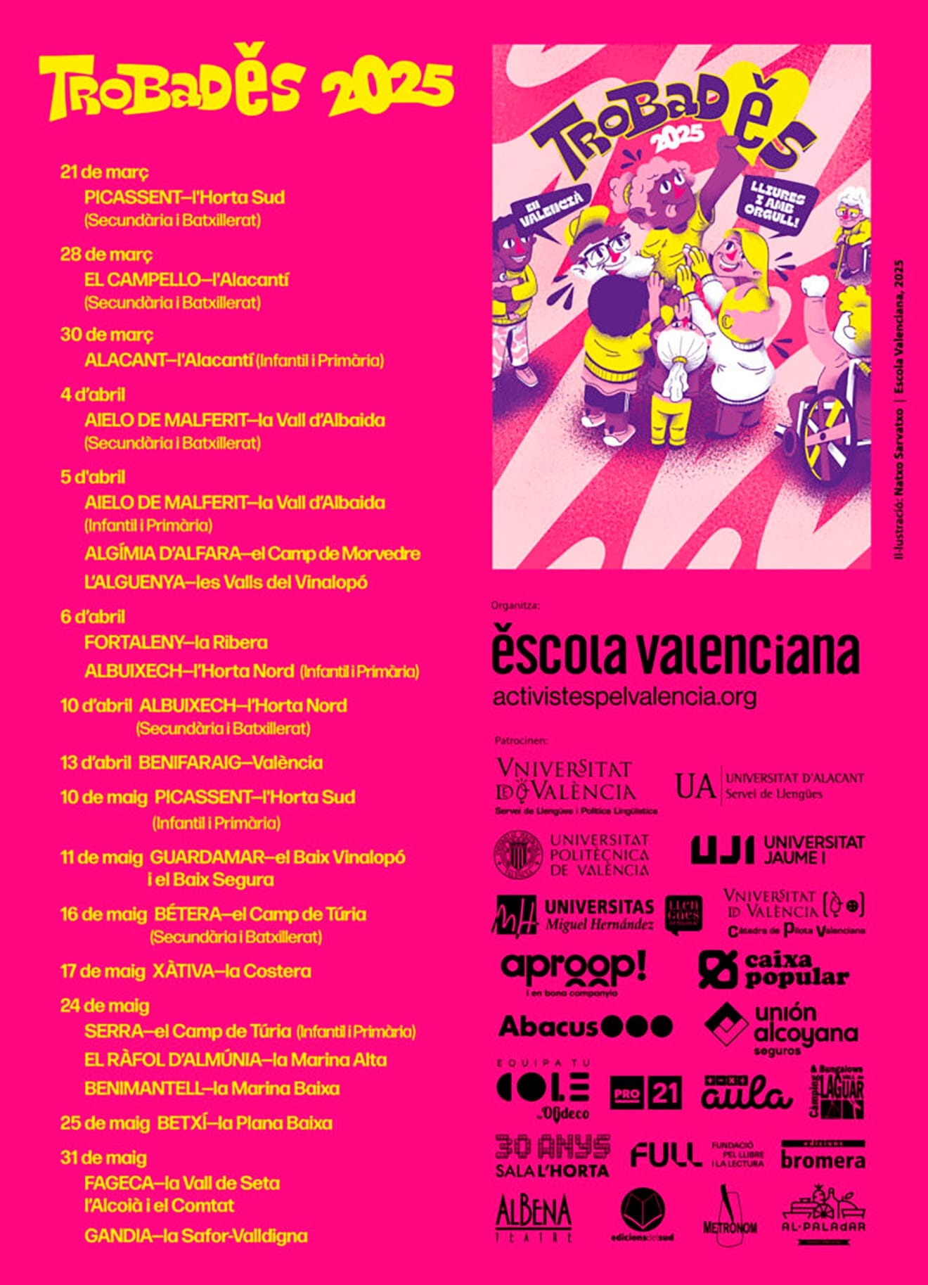 Recorrido de les Trobades d’Escola Valenciana 2025