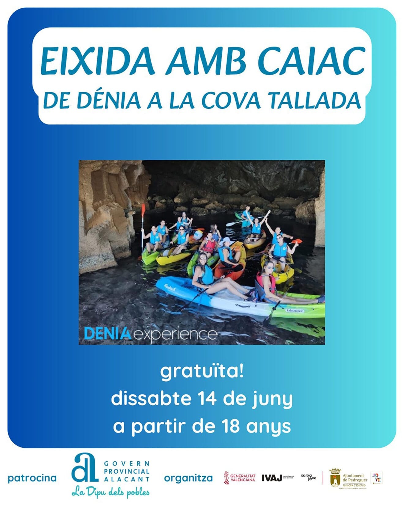 Actividad de salida en kayak para jóvenes de Pedreguer