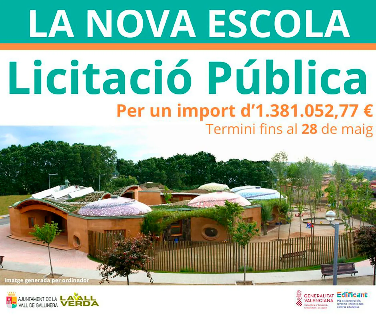 Anuncio de la licitación para el nuevo CEIP Joanot Martorell de la Vall de Gallinera