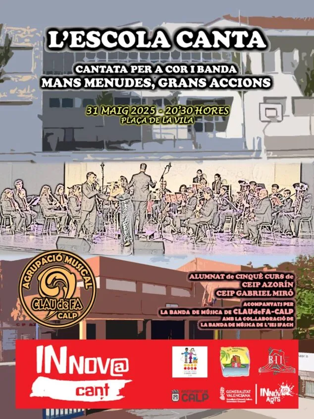 Calp acogerá el espectáculo 'L'Escola Canta' junto a la Banda CLAUdeFA 1 Imagen: Cartel de la actuación de Innovacant en Calp