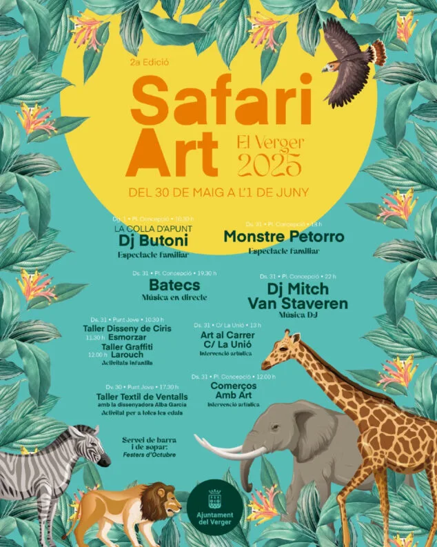 El Verger se pone a punto para la segunda edición del Safari Art con dos intervenciones artísticas protagonistas 2 Imagen: Cartel de la segunda edición del Safari Art del Verger