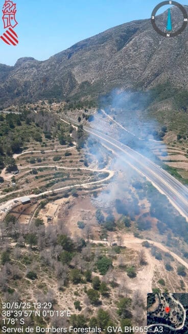 Incendio en Calp – Imagen de Emergències 112CV
