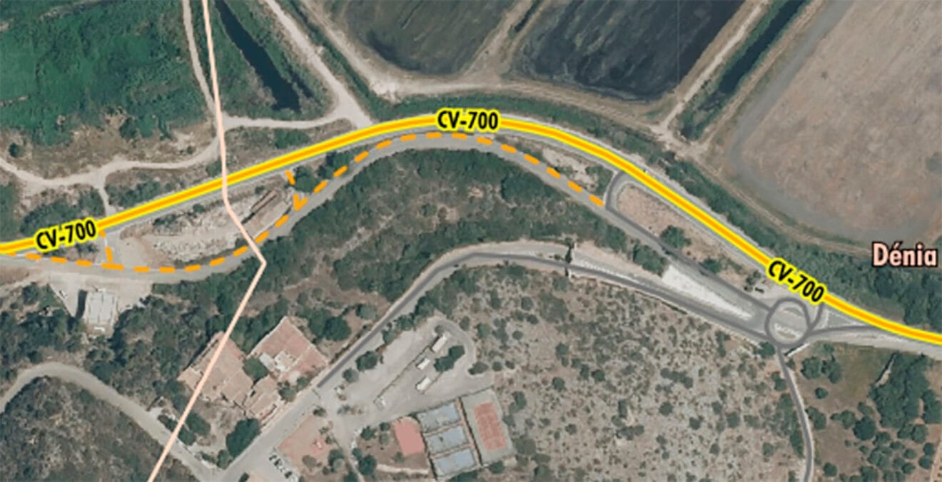 Mapa de la carretera del carril bici y la nueva rotonda de acceso a Monte Pego