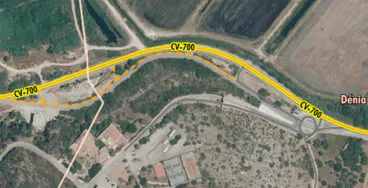 mapa de la carretera del carril bici y la nueva rotonda de acceso a monte pego