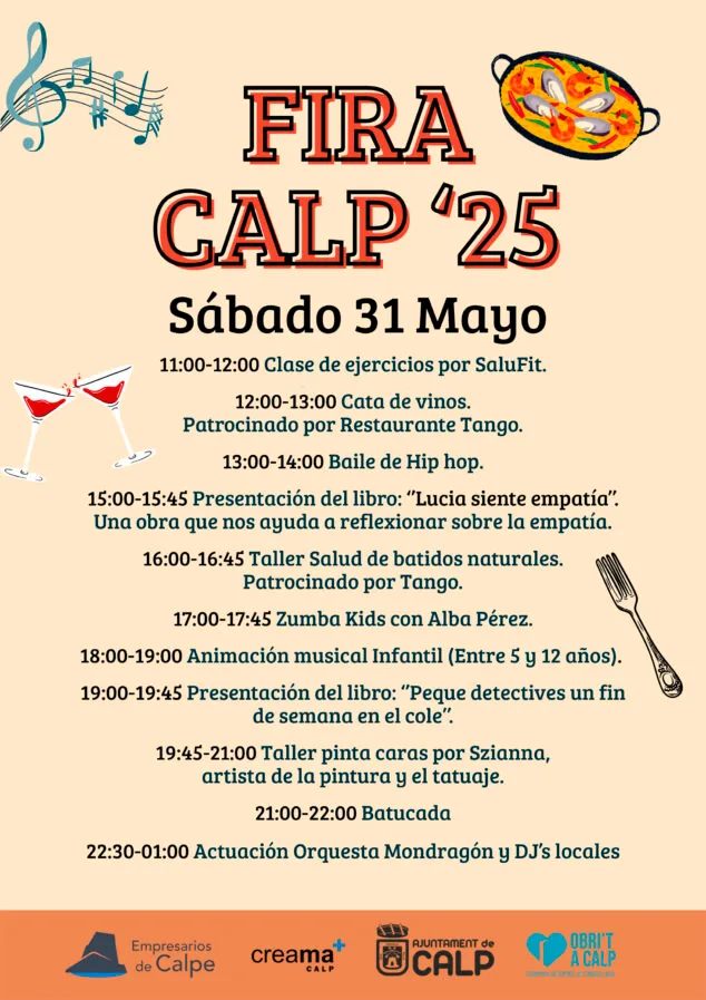 FiraCalp 2025 vuelve con mucha gastronomía y comercios, tributo a Sabina y la Orquesta Mondragón 6 programacion de firacalp 2025 el sabado 31 de mayo
