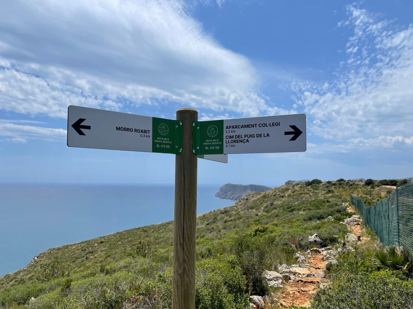 Señalización de la ruta del Camí de les Pesqueres de Benitatxell