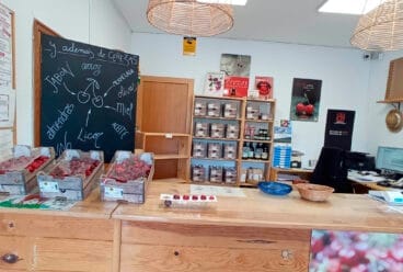 Cajas de cereza en la Cooperativa de Cireres Muntanya d’Alacant