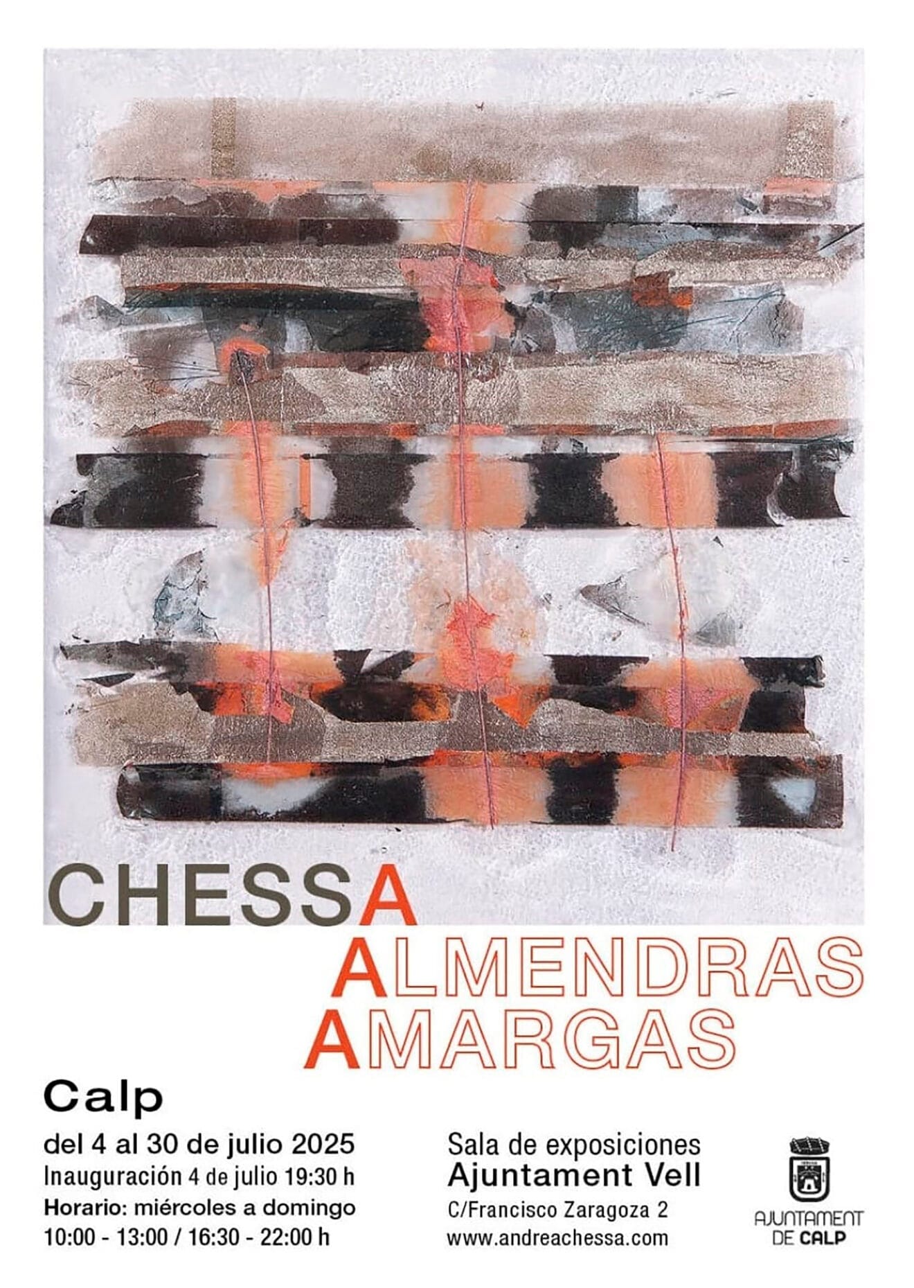 Cartel de la exposición 'Almendras Amargas' de Andrea Chessa en Calp