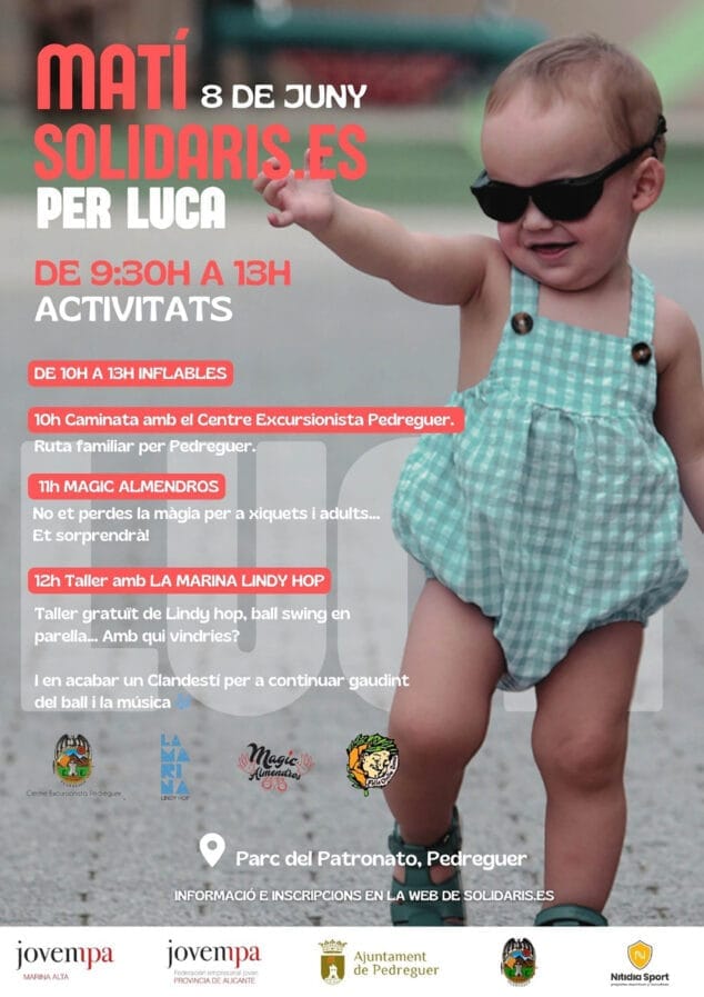 Imagen: Cartel de 'Mati Solidaris. es per Luca' en Pedreguer