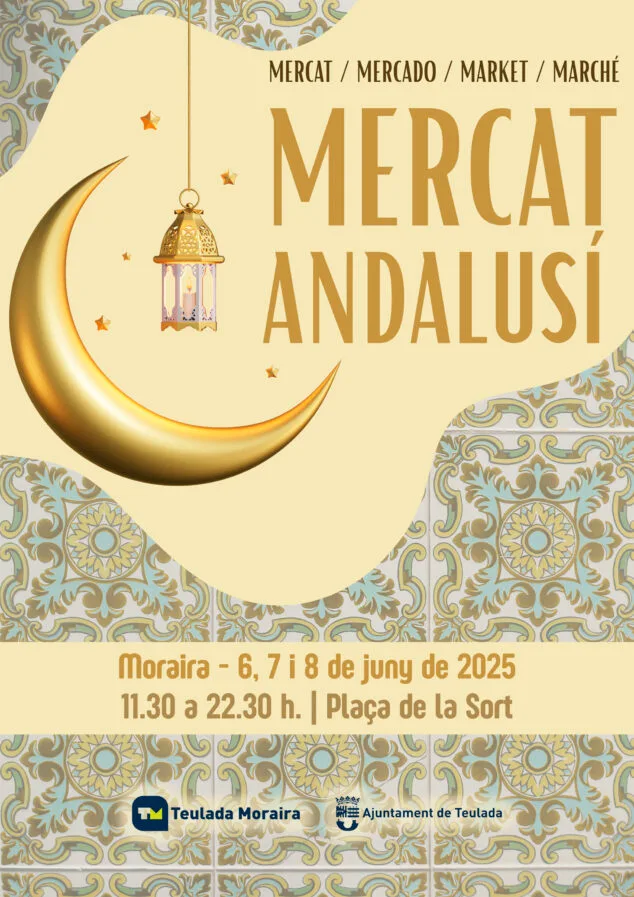 Imagen: Cartel del mercado andalusí de Moraira este 2025