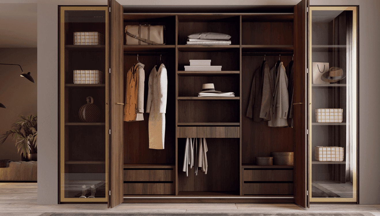 Diseño elegante de armario con puertas batientes