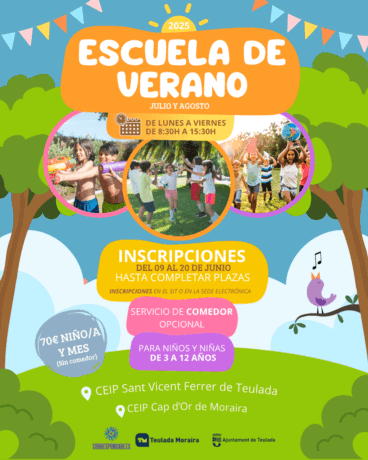 El Ayuntamiento de Teulada abre inscripciones para la Escuela de Verano