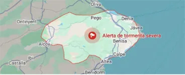 tormenta severa en la marina alta segun aemet