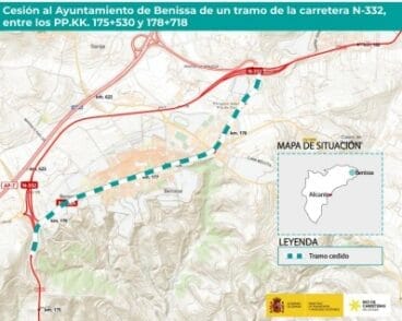 Tramo que el Ministerio de transportes cede a Benissa