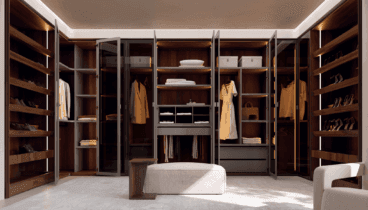 Vestidor modular con acabados naturales