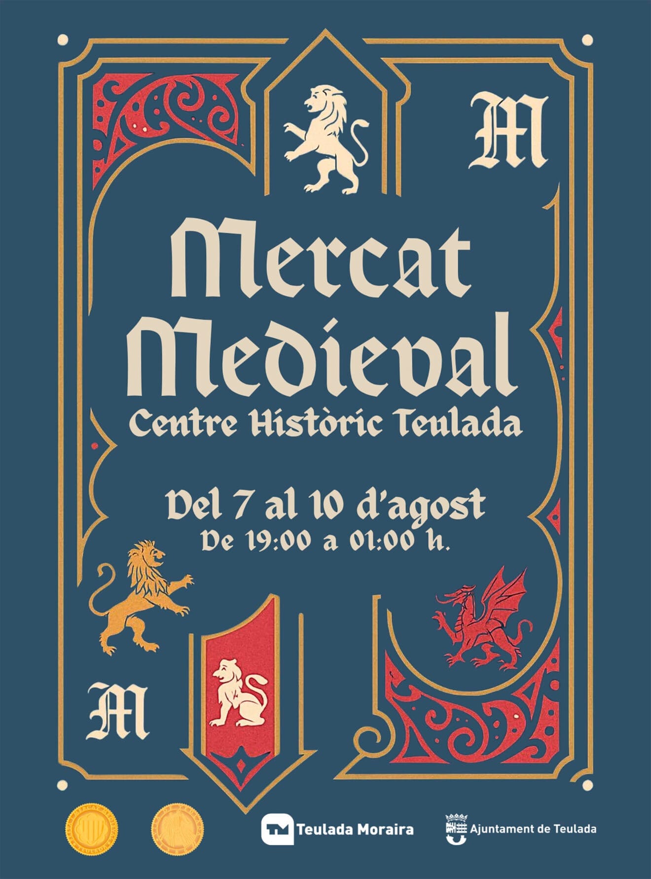 Cartel del mercado medieval de Teulada Moraira este verano 2025
