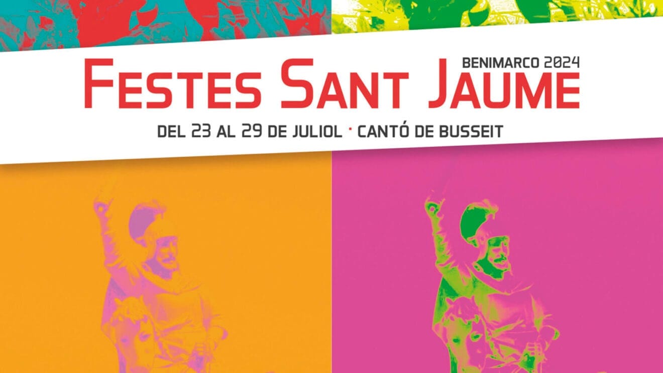 Portada de las fiestas de Sant Jaume en la partida Benimarco de Teulada Moraira en 2024