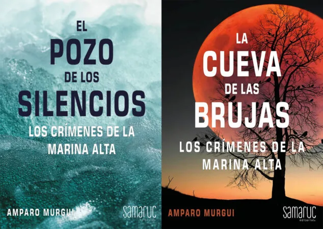 Lo que esconde la saga de 'Los crímenes de la Marina Alta': «Es como caminar por casa, pero dentro de una novela negra» 1 Imagen: Portadas de 'El pozo de los silencios' y 'La cueva de las brujas' de Amparo Murgui