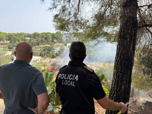 Imagen: Autoridades en la zona del incendio de Teulada