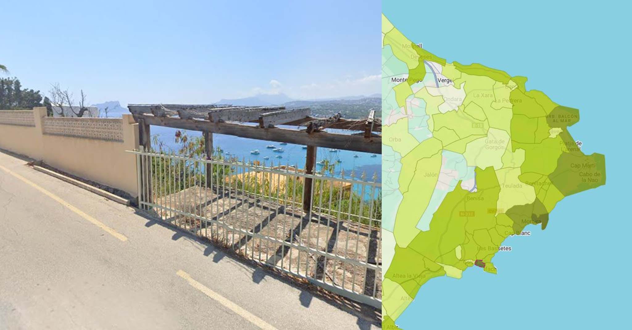 calle puerto andraitx de moraira y mapa de precios de idealista en la marina alta
