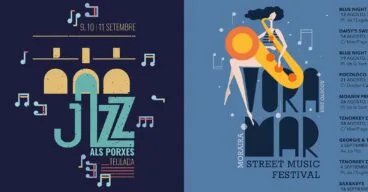 carteles de voramar street music festival y jazz als porxes en teulada moraira