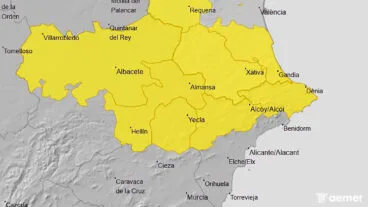 mapa de avisos activos de la aemet el viernes 22 de agosto 2025