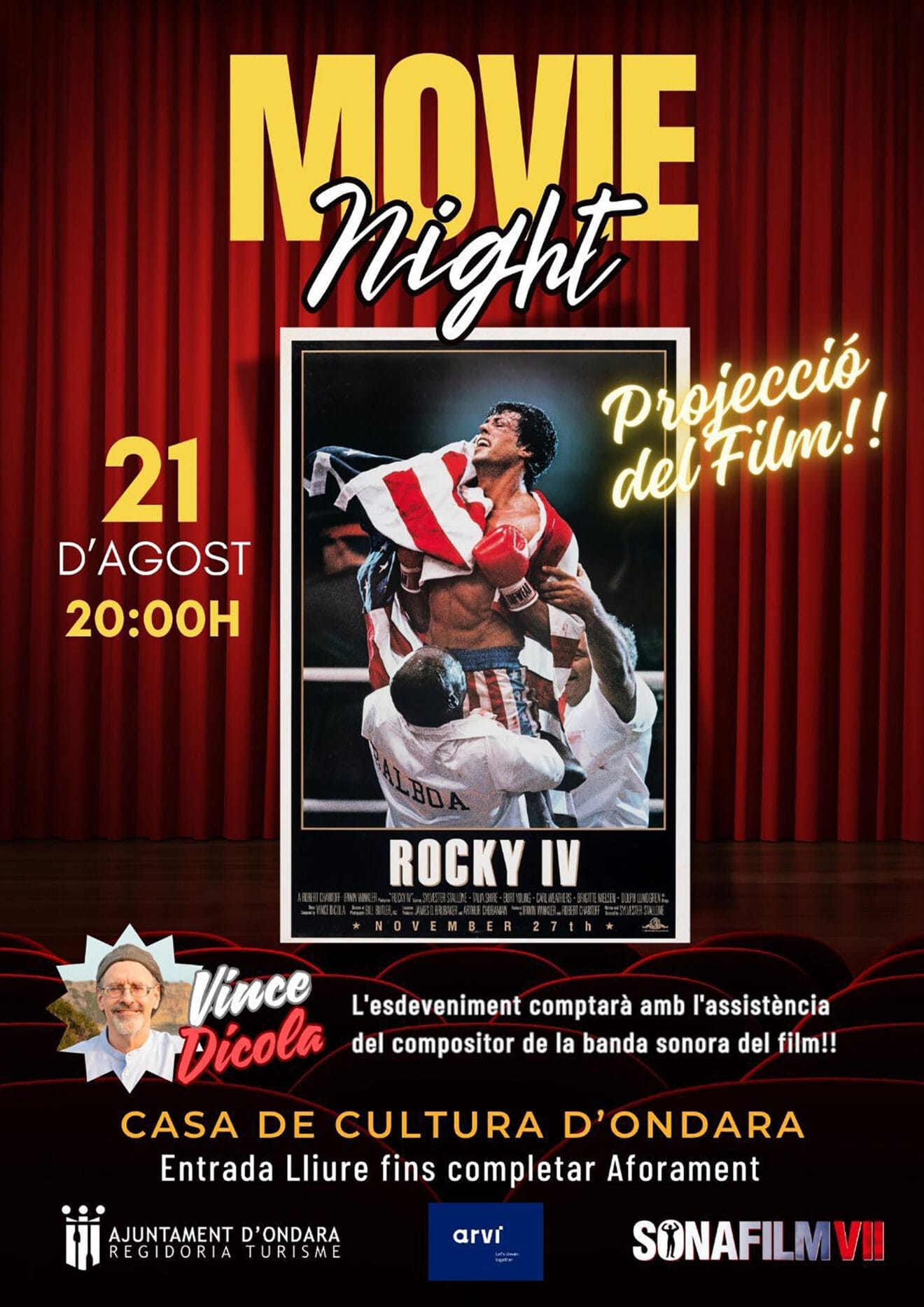 Ondara acoge la proyección de 'Rocky IV' junto a Vince DiCola