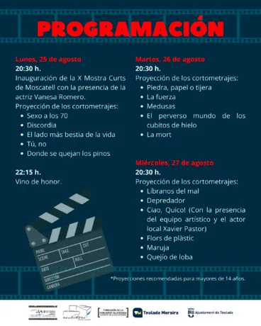 Programación 25, 26 y 27 de agosto de la X Mostra Curts de Moscatell de Teulada Moraira