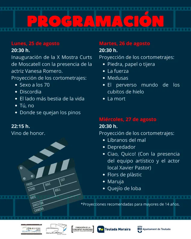 programacion 25 26 y 27 de agosto de la x mostra curts de moscatell de teulada moraira