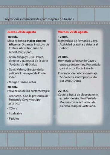 Programación 28 y 29 de agosto de la X Mostra Curts de Moscatell de Teulada