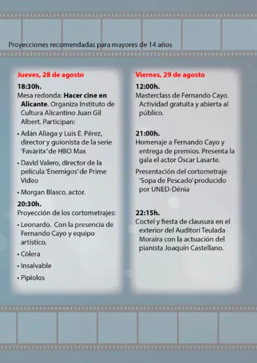 Programación 28 y 29 de agosto de la X Mostra Curts de Moscatell de Teulada