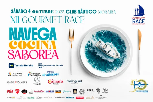 Imagen: Cartel de la XII edición de la Gourmet Race en el Club Náutico Moraira