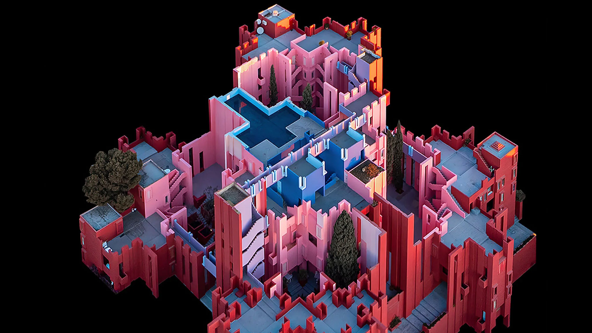 la muralla roja de calp vista en 3d