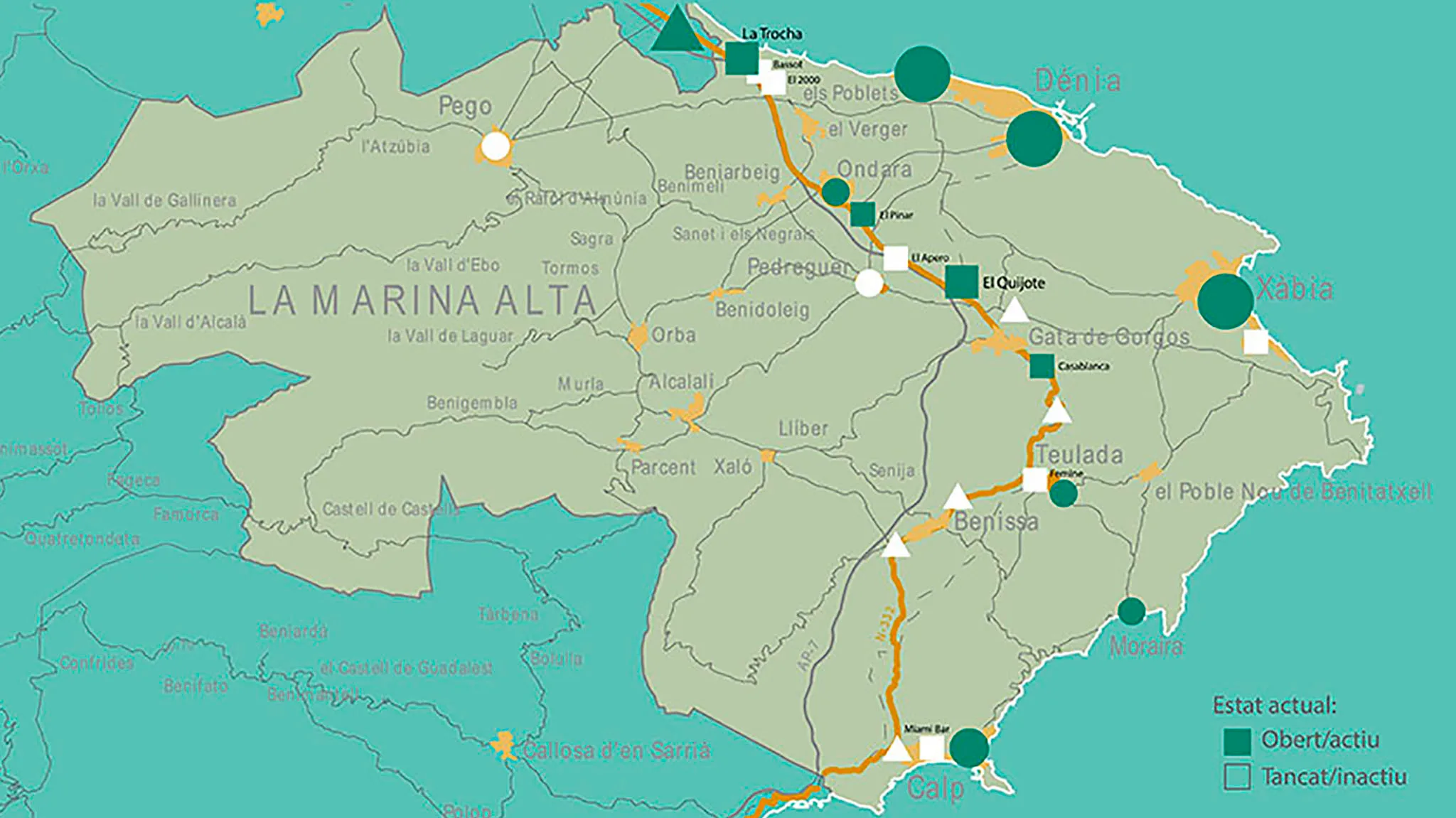 mapa escenarios de la prostitucion en la marina alta